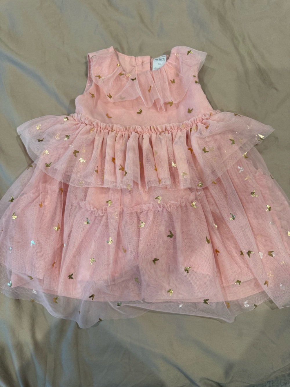 Carter's Pink Tulle Dress with Gold Foil Butterflies